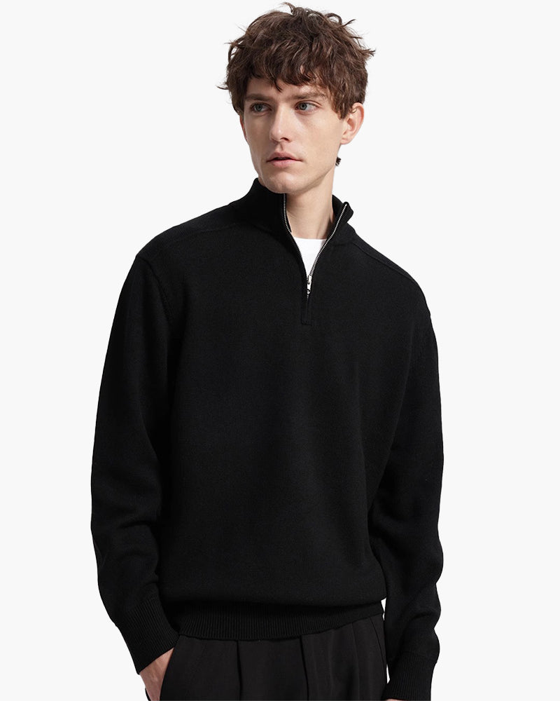 100% Merino Wool Zip Up - Old Money